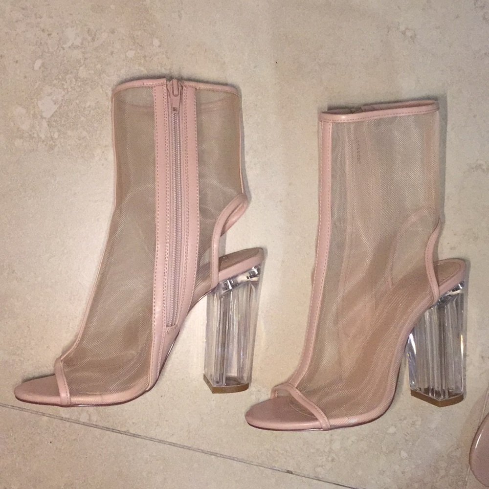 Forever 21 nude/pink clear heal ankle boot